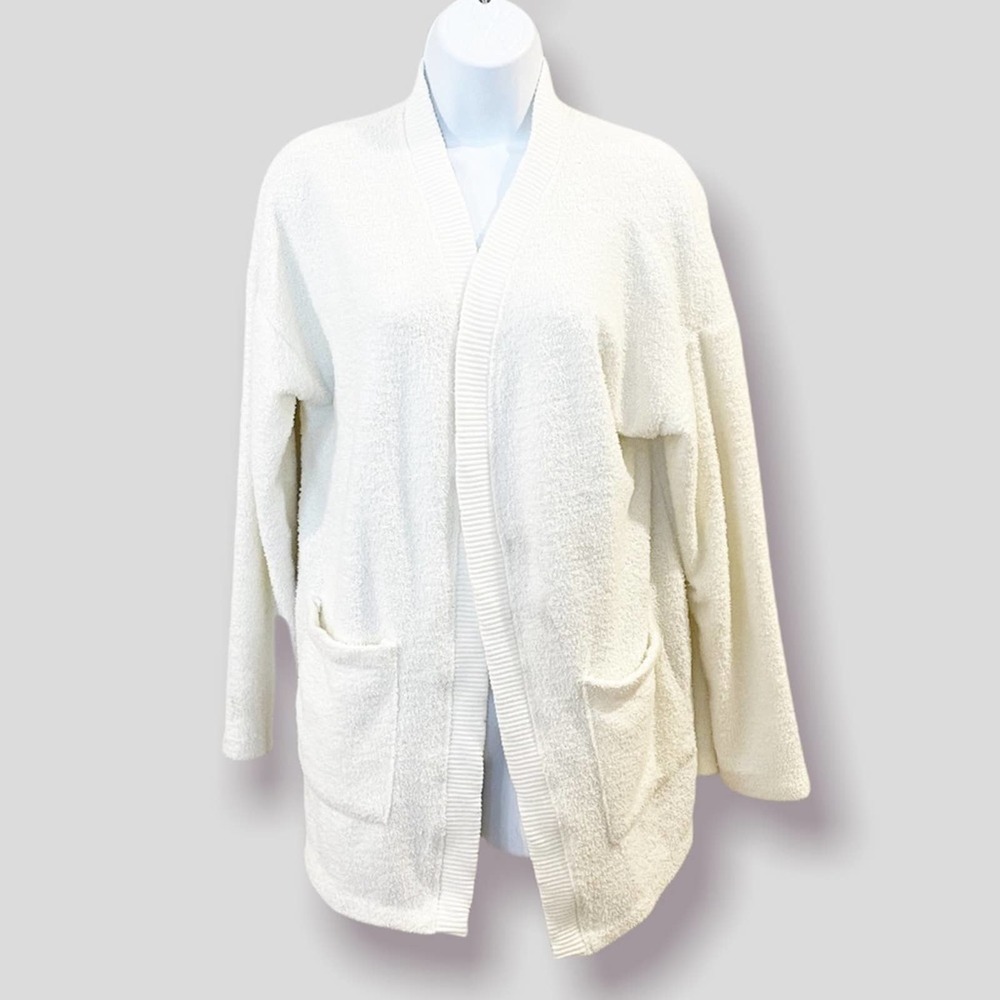 Mododoc LA Open Sweater Fuzzy Soft Cardigan Off White Size Small